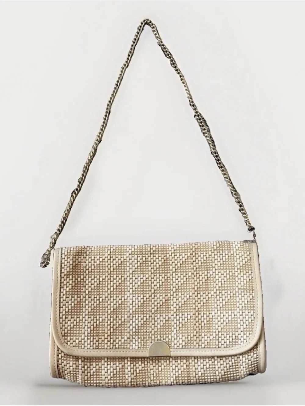 Mid-Century Vintage Made in Italy Woven Raffia Straw Shoulder Bag 70s